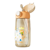 恩尔美吸管杯ppsu防摔耐高温水杯儿童上学高颜值便携夏季水杯子 橙色 380ml