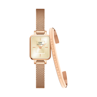 丹尼尔惠灵顿（DanielWellington）dw手镯手表套装经典手镯玫瑰金+香槟小方糖腕表00100651+00400003