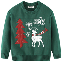小猪班纳童装2024秋装儿童毛衣中大童男童毛衫女童套头衫上衣 墨绿 110cm