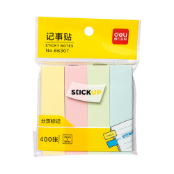 得力 400张4色分条便利贴条形记事贴便签纸 76*19mm 66307