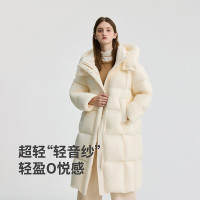 今日必买、国家补贴、值友专享：冰洁 【800+高蓬】95%白鸭绒长款过膝连帽泡芙羽绒服 充绒量221g J5400DO90