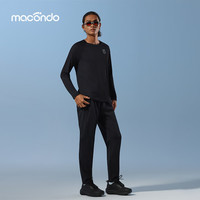 马孔多 macondo 原创单品丨长袖9代 针织长裤可装手机9代跑步运动套装 黑色+黑色 男 XL