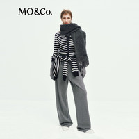 MO&Co.【C+系列】针织衫开衫2025冬含牦牛绒舒暖条纹V领MBE4CAR061 蓝白条色 XS /155