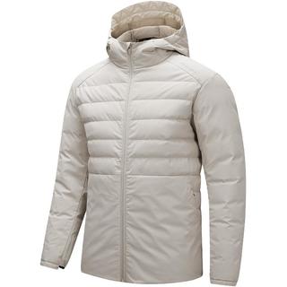 卡尔美（KELME）运动羽绒服男轻型鸭绒保暖连帽外套足球训练上衣 卡其 M