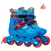 乐秀轮滑鞋儿童溜冰鞋旱冰鞋男女可调节滑轮冰鞋中小学轮滑课必备 蓝S 【全闪光】桑巴蓝套装 S (28-31适合2-5岁)