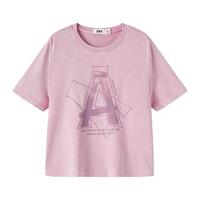 森马（Semir）短袖T恤女短款字母修身小性感夏季复古做旧正肩上衣辣妹