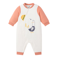 英氏（YEEHOO）夹棉连体衣动态恒温婴儿衣服秋冬保暖新生儿衣服精梳棉宝宝爬服 撞色卡通鹅【襟蛤款】 73cm