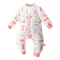 良良（liangliang）睡袋婴儿恒温秋冬24年宝宝防惊跳儿童防踢被 抗菌低敏防静电 几何龙粉-夹棉款【室温10-20℃】 L（参考身高80-95CM）