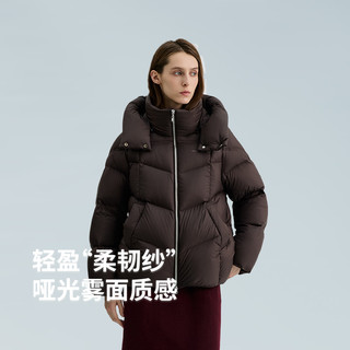 冰洁 BENGENBINJORA 25冬短款脱卸帽羽绒服女 95鸭绒宽松泡芙羽绒服J5400DI41 火山棕 XL (175) 94A（75-80kg）