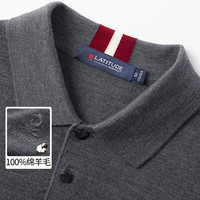 梦特娇（MONTAGUT）100%纯羊毛衫男秋冬纯色翻领可机洗中年男士针织毛衣 灰色 54 