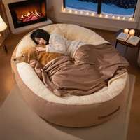 嬉皮狗 秋冬季狗窝超级大椭圆沙发厚实毛绒中大型犬人宠共用冬日保暖神器 洛米棕 小号