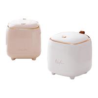 EACHY桌面垃圾桶按压式客厅轻奢卧室可爱家用办公桌上餐厅收纳筒垃圾篓 奶白色（送60只垃圾袋）