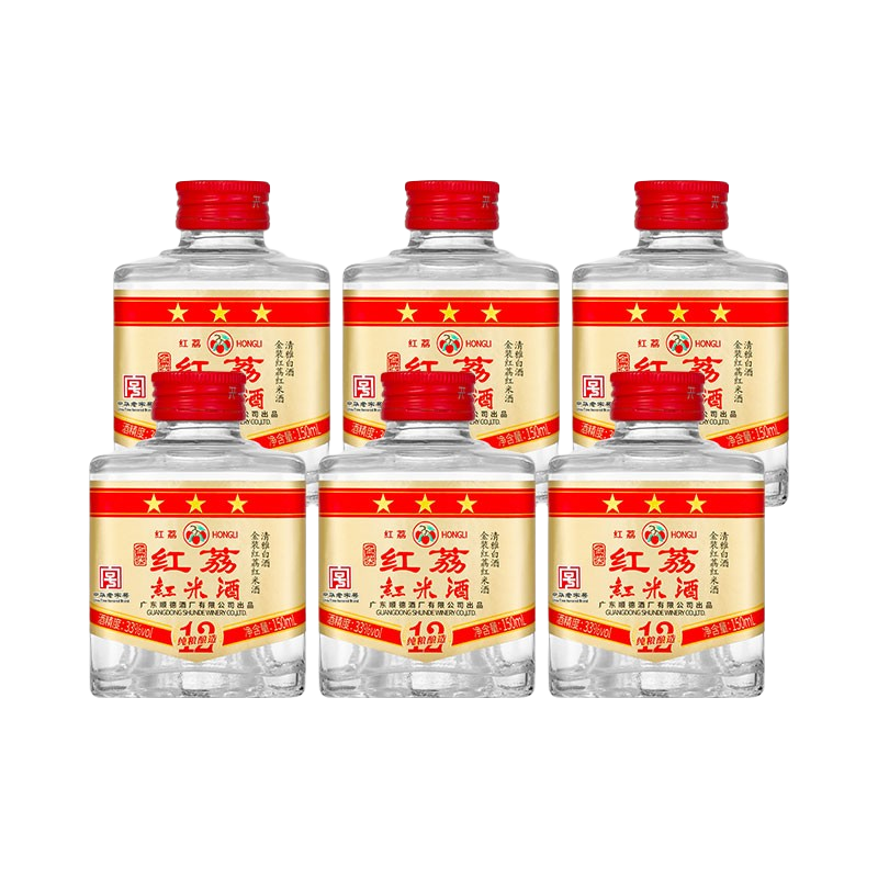 HONGLI 红荔牌 红米酒 三星金装 33%vol 白酒 150ml*6瓶 整箱装