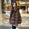 欧迪惠（Oudihui）2025年冬季棉服女加厚面包服羽棉袄绒服女棉衣羊羔毛拼接外套 咖色 XL 135-150斤