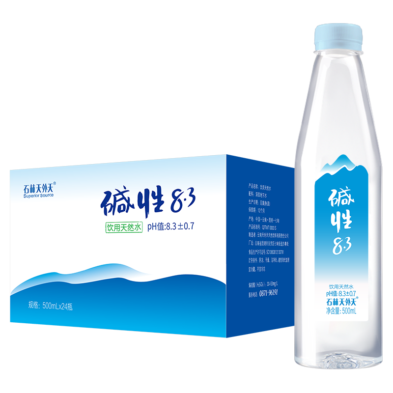 石林天外天 碱性8.3 饮用天然水 500ml*24瓶