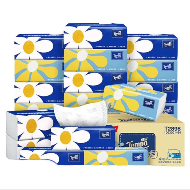 Tempo 得宝 Mini系列抽纸 80抽*8包 提装 （195*133mm）
