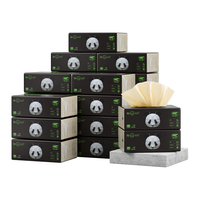 山丘 熊猫抽纸竹浆本色无漂白面巾纸巾3层100软抽24包