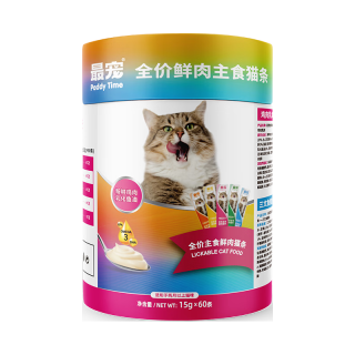 Paddy Time 猫食品鱼油主食猫条15g*60条混合口味 成猫幼猫咪鲜肉猫湿粮猫粮