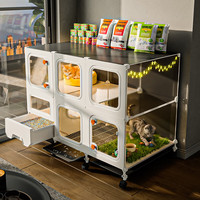 蔻丝 猫笼子家用室内超大自由空间双托盘可控砂猫窝猫厕所一体猫咪别墅