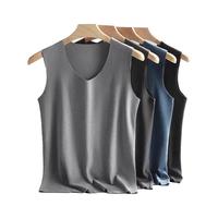 雅鹿男士保暖背心男无痕加绒内穿打底宽肩大码防寒抗菌上衣冬季 黑色 2XL 【适合130-150斤】