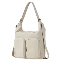 米熙多功能双肩包女旅游轻便大容量斜挎包高颜值两用背包男单肩手提包 燕麦白 【多种背法 自由切换】