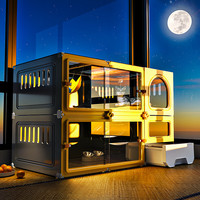 蔻丝 猫别墅带遥控灯厕所一体超大空间猫笼子家用室内猫窝一室一卫屋舍