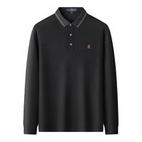 梦特娇2024秋冬男士长袖青年商务休闲翻领polo衫耐洗耐磨弹力纤维 Z09黑色 AA56