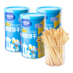 小鹿蓝蓝 _棒棒饼干宝宝零食婴幼儿饼干10个月进口乳粉口味清淡 原味3罐