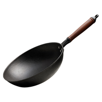 宏江四川宏江铁锅家用老式燃气灶电磁炉通用生铁锅炒锅无涂层不粘炒锅 34圆底带耳+玻璃盖适用4-5人 34cm