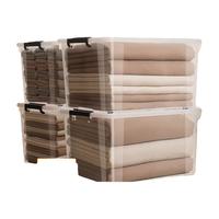 禧天龙纳箱大号加厚家用带轮衣物整理箱书本玩具零食储物箱搬家箱 透明 55升带轮 1个装