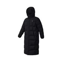 斐乐90鹅绒高蓬740+FILA长款羽绒服女2025冬滑雪保暖防寒服 正黑色-BK 160/84A/XS