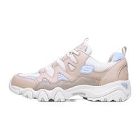 SKECHERS 斯凯奇 情侣鞋女怪兽甜心小白鞋休闲运动鞋厚底增高熊猫鞋 白色/粉红色/WPK 35