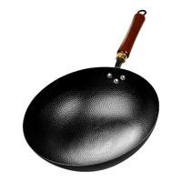 鑫一帆 章丘炒锅手工铁锅无涂层物理不粘家用圆底燃气炉炒菜锅 34厘米 章丘炒锅34cm含盖+已开锅