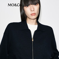 MO&Co.【马思纯同款】针织开衫2025冬厚实短款毛衣夹克MBE4CART07 深宝蓝色 S /160