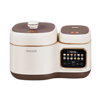 莱小厨高低压电饭煲双胆分控微压电饭锅家用小型4L容量2-3-4人智能预约大屏触控电高压锅蒸炖煮压力煮饭 象牙白 4L