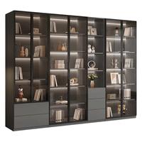 凡睿实木书柜带玻璃门展示酒柜轻奢家用客厅一体整墙到顶书架 40单门
