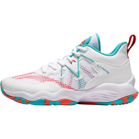 李宁 LI-NING儿童透气篮球鞋2024夏季网面白色小白鞋运动鞋男中大童鞋