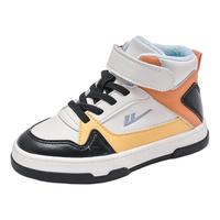 回力童鞋儿童小白鞋冬女童高帮板鞋加绒保暖男童运动鞋 米橙黑(加绒) 34码 34码内长约21.5cm