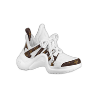 欧洲Louis Vuitton路易威登女士老花运动鞋白色帆布混纺