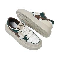 富贵鸟男鞋夏季厚底透气运动休闲鞋男2024潮流板鞋男网面薄款鞋子男 杏色 39