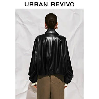  URBAN REVIVO 立领短款 女士皮衣  黑色 S