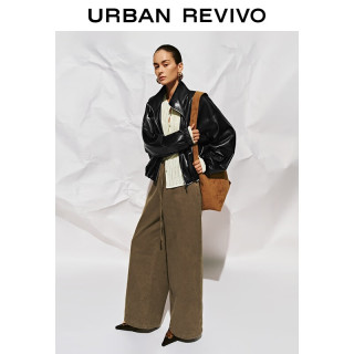  URBAN REVIVO 立领短款 女士皮衣  黑色 S