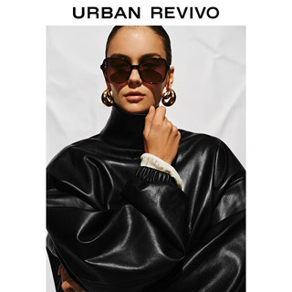  URBAN REVIVO 立领短款 女士皮衣  黑色 S