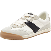 百思图24夏季复古运动德训鞋平跟女休闲鞋V2402BM4 米黑色 36