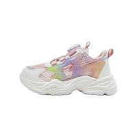 Kappa Kids卡帕童鞋儿童运动鞋男童旋转纽扣鞋夏季透气网面轻便跑步鞋女 白/果粉 35 /内长22.0cm适合脚长21.0cm