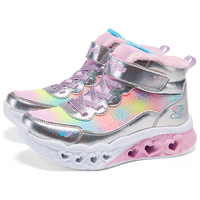 Skechers斯凯奇儿童雪地靴子秋冬保暖运动鞋女童舒适闪灯休闲棉靴302677L 海军蓝色/多彩色/NVMT 32码