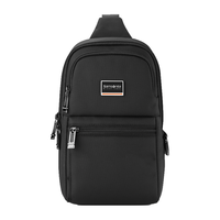 Samsonite 新秀丽 胸包总裁包男士单肩包竖式胸包配皮斜挎包时尚商务HO0*09011黑色