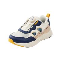 江博士（DR·KONG）春季男女童镂空大网孔透气休闲学步鞋 旋钮扣免系鞋带儿童运动鞋 米/蓝/杏 27码 脚长约16.2-16.8