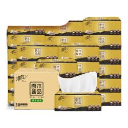 清风 抽纸  原木纯品100抽6包柔韧亲肤 面巾纸餐巾纸卫生纸纸巾家用 3层 300张*30包 整箱装