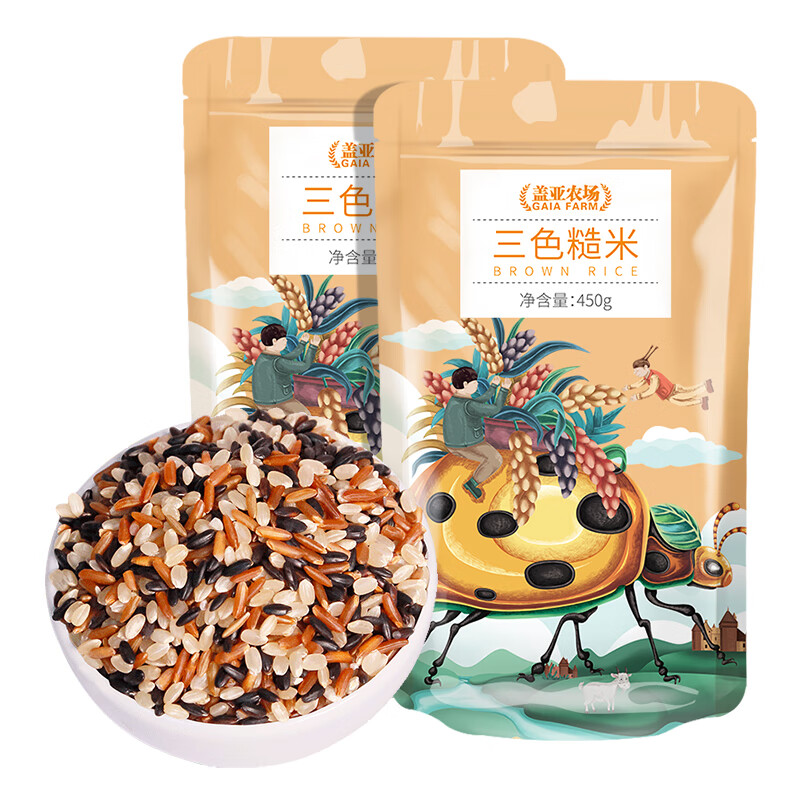  盖亚农场 五谷杂粮 三色糙米  三色糙米450g*2袋 袋装